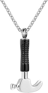 GMXLin Men Hammer Cremation Urn Necklace for Ashes Stainless Steel Pendant Holder Memorial Keepsake for Dad Brother