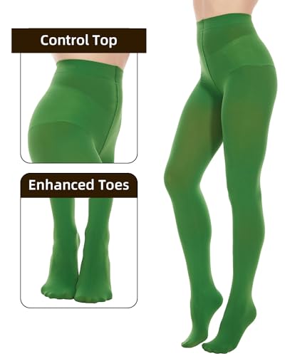 Image of Citystl Opaque Black Tights for Women, 80D Tummy Compression Plus Size Tights, Control Top Microfiber Pantyhose for women