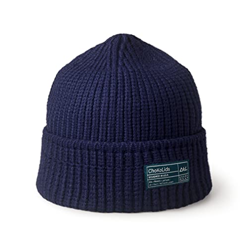 CHOK.LIDS Chunky Trawler Beanie Everyday Watch Hat Roll up Edge Skullcap Waffle Cuff Fisherman Beanie for Men Women (Midnight Blue)