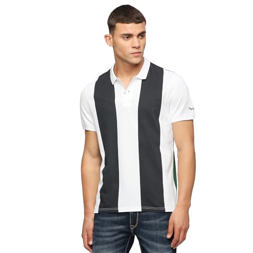 Pepe Jeans Men's Printed Regular Fit T-Shirt (PM542110_Ivy Green and White