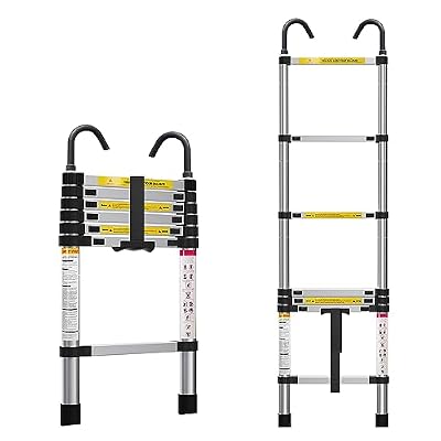 ZenAscend 6.6ft Telescoping Ladder, Lightweight Collapsible Ladder with Hook, Aluminum Extension Ladders for Home, Folding Telescoping Ladder for RV, Attic, Daily Use at Home, 330 lbs…