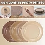 96 Pcs Brown Gradient Tableware Sets for 24 Guests Include 9 '' and 7'' Paper Party Plates Disposable Cocktail Napkins Plastic Forks Dinnerware for Baby Shower Wedding Birthday Tea Party - Image 5