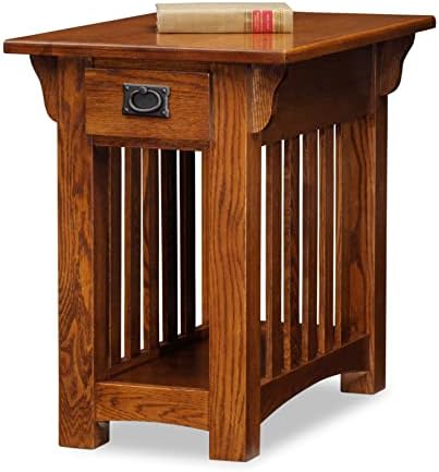 Leick Home 8206 Mission Impeccable One Drawer Side Table with Shelf, Furniture, Medium Oak