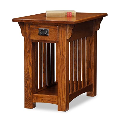 Leick Home 8206 Mission Impeccable One Drawer Side Table With Shelf, Furniture, Medium Oak #TOP17