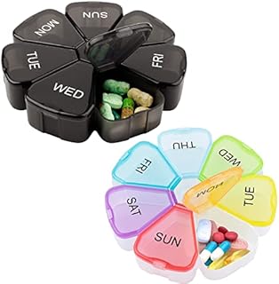2 pcs Weekly Pill Boxes Organiser, Portable Medicine Storage Box Daily Tablet Pill Pot Boxes Organiser Large 7 Day 1 Times a Day Dosset Box for Pills Vitamins Fish Oils Supplements Medicine Tablets