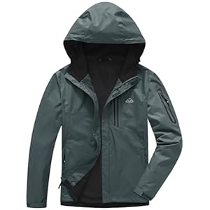 TBMPOY Men’s Lightweight Rain Jackets Waterproof Raincoat with Hood Running Cycling Hiking Outdoor Windbreaker