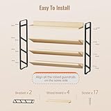 MUDEELA 4 Tier Spice Rack Organiser for Cabinet, Wooden Vertical Spice Shelf Tiered Racks Holders for Inside Cupboard, Kitchen, Pantry, Freestanding, 13.4" W × 11.2" H (No Jars Included), Black - Image 8