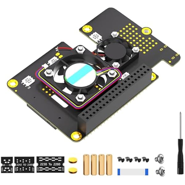 NVMe HDD na PCIe adapter z dwoma wentylatorami chłodzącymi i automatycznym przebarwieniem LED dla 5 dwóch wentylatorów NVMe HDD Card