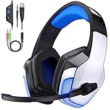 BENGOO V-4 Gaming Headset for Xbox Series X|S, Xbox One, PS5, PC, Mac, Nintendo Switch, Noise Cancelling Over Ear Headphones with Mic, LED Light, 7.1 Surround Sound, Soft Memory Earmuffs, 3.5mm