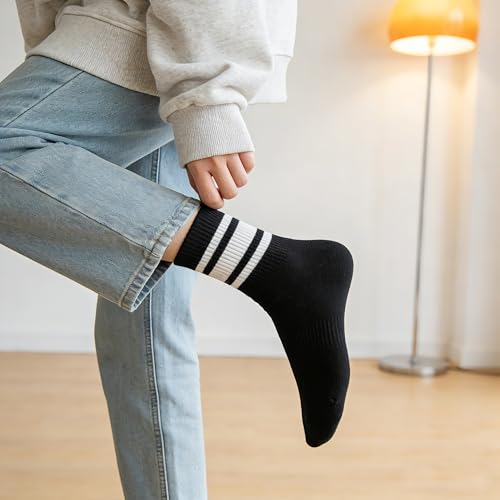 Image of VWU Women Men Crew Socks Cotton Dress Socks Ankle Neutral Casual Gilr Boy Solid Color Crew Socks SIze 5-12