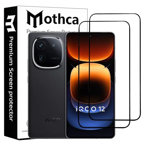 Image of Mothca Military-Grade Tempered Glass for iQOO 12 5G / Neo 9 5G / Neo 9 Pro 5G with Edge to Edge Coverage - Case Friendly, Anti-Scratch & Bubble-Free Installation Kit (Pack of 2)