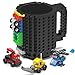DAYMOO Build-on Bricks kaffeebecher, Lustige tassen, Kreative DIY kaffeetassen Baustein tasse kinder, Geschenkideen f&uuml;r M&auml;nner Kinder, Schwarz