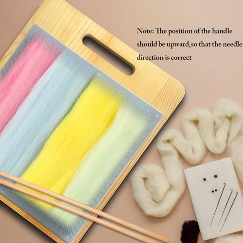 Image of Gkesgm Wool Blending Board and Carding Brush Set for Fiber,Includes Adjustable Blending Board and 1 Pieces Wool Brush with 2 Dowels for Spinning Fiber Preparation,Felt Needle Project Wool Craft