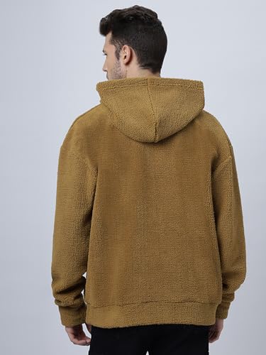 Image of BE SAVAGE Sherpa Fabric Long Sleeves with Pocket Hooded Neck Baggy Woolen Savage Print Hoodie's for Men's