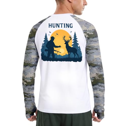 Riverruns Men's Camo Raglan Sleeve Graphic Shirt, UPF50+ Outdoor Top - image 2