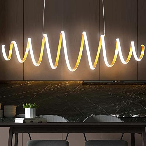 BAKAJI Lampadario LED Forma Spirale in Alluminio Luminosità 3600Lm Luce Bianco Freddo 6000K 58W Risparmio Energetico Lampada a Sospensione da Soffitto Design Moderno Dimensione 100 x 160 cm