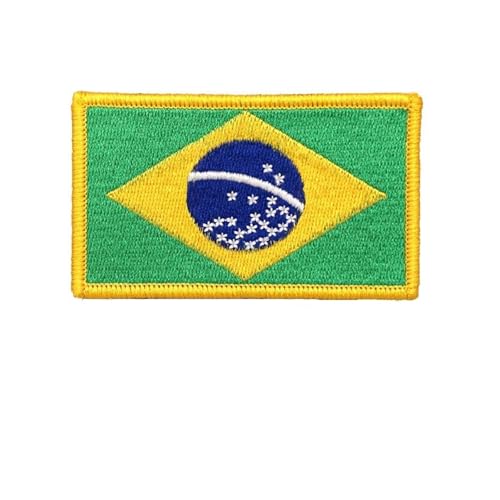 JCUIyon 1 Parche con la Bandera de Brasil, Parche Bordado con Gancho y Bucle para Coser.