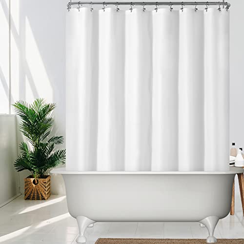Image of Mrs Awesome White Clawfoot Tub Shower Curtain or Liner with 12 Magnets - Free 36 Hooks Included, Waterproof PEVA, 180 inch x 70 inch, White