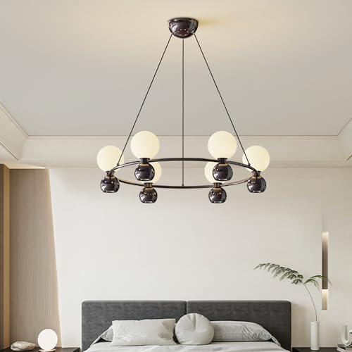 Lustre moderne LED chrome noir lampe suspension milieu du siècle - 2