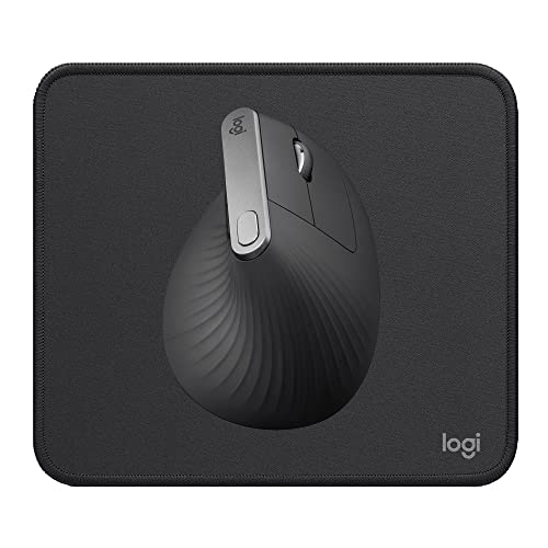 Logitech MX Vertical Souris sans Fil Ergonomique, Bluetooth, Récepteur USB Unifying + Mouse Pad Noir, Tapis de Souris PC, Résistant aux Eclaboussures,...
