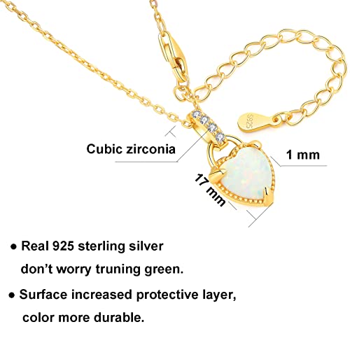 Opal Pendant Necklace For Women, 925 Sterling Silver Opal Necklace, Opal Heart Small Dainty Necklace, Gold And Rose Gold Plated Opal Necklace, Simple Necklace For Girls (Rose Gold Plated) #TOP1