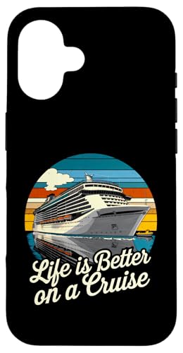 Coque pour iPhone 16 Graphique de voyage coloré « Life Is Better on A Cruise »
