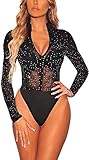 MAYFASEY Women's Sheer Mesh See Through Bodysuit Sexy Party Leotard Bodysuits Club Night Out Body Tops