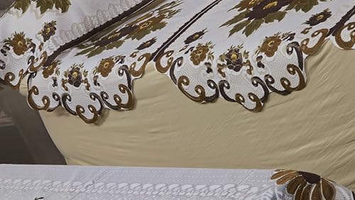 Image of Fab Nation Sofa Cover L Shape 6 Seater with Corner L Type Fully Covered Sofa Set for Living Room | Cotton Sofa Slipcovers for 3 + 3 Seaters Cover with 1 Table Cover | Brown