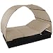 Produktbild Montafox Sonnenliege Polyrattan Doppelbett 200 x 140 cm Sonnendach Rücken/Fußelemente 5-Fach höhenverstellbar Gartenliege Doppelliege, Farbe:Titan-Schwarz/Sandstrand