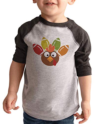 7 ate 9 Apparel Kid's Funny Turkey Football Feathers Thanksgiving Shirt Grey Tee 12 Months