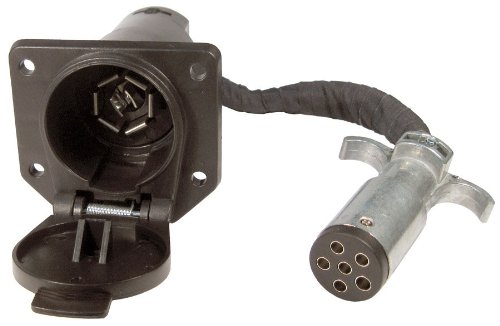 Pico 6585PT 6-Way Round Pin Male to 7-Way RV Blade Female Trailer Connection Adapter