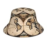 YYHHAOFA Ancient Map World Globe Picture Chapeau seau réfléchissant extérieur Matériau du projet : tissu sergé polyester double couche, délicat et doux pour la peau, léger, respirant et pliable