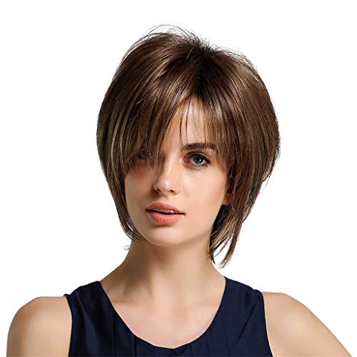 menolana 12 '' Perucas Femininas de Camada Curta com Parte Lateral Sintética para Festa Diária