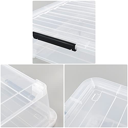 Leendines Plastic Underbed Storage Box, 40 Quart Clear Shallow Box With Wheels Set Of 3 #TOP2