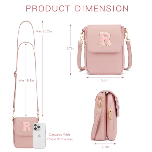 Image of Gift for Girls Small Initial Crossbody Bag for Teens Vegan Leather Cell Phone Kids Purse