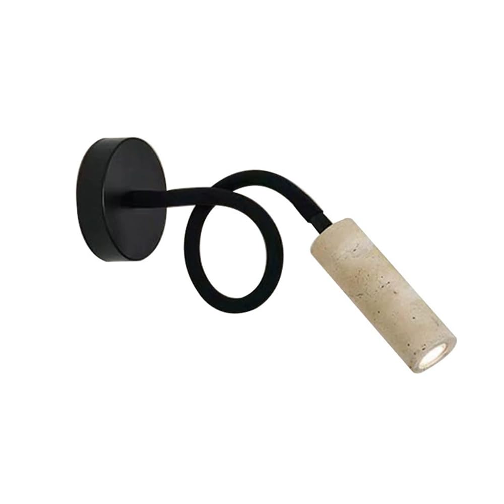 Lámpara de pared de metal negro con exclusiva pantalla de travertino amarillo