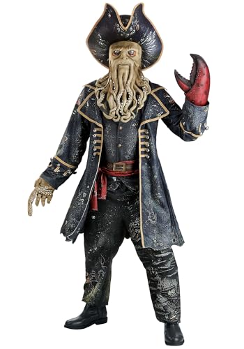Men's Davy Jones Costume | Official Disney Pirates of the Caribbean Captain Davy Jones Adult Deluxe Halloween Outfit Medium
