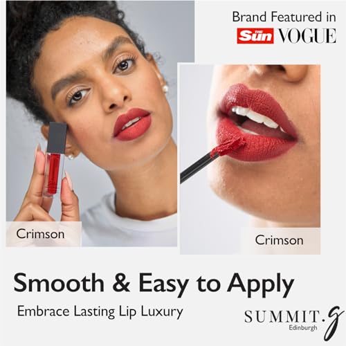 Summit G Satin Glossy Liquid Matte Lipstick, Long Lasting Lip Stain, Vitamin E Enriched, Easy Apply Lip Tint Red - Image 4