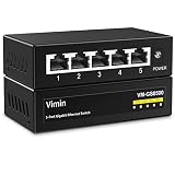 VIMIN Commutateur Ethernet Gigabit à 5 Ports Non géré, séparateur réseau Ethernet, Montage sur Bureau ou Mural, sans Ventilateur, Plug and Play, boîtier métallique, Corps Miniature.