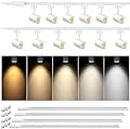 VANoopee Floating Canopy Connector Included, 5-Color 12-Light LED Track Lighting Kit with 13FT H Type Track Lighting Rail, 10W White