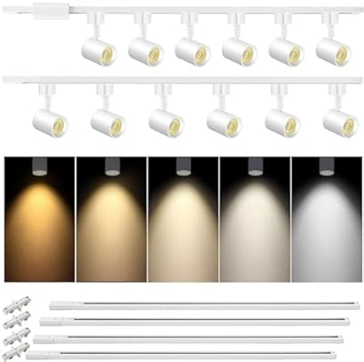 VANoopee Floating Canopy Connector Included, 5-Color 12-Light LED Track Lighting Kit with 13FT H Type Track Lighting Rail, 10W White