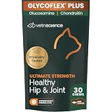 VetriScience Ultimate Strength Healthy Hip & Joint Chews, GlycoFlex Glucosamine, Chondroitin and Green-Lipped Mussel Joint Supplement for Cats, Soothe Joint Discomfort, Fish, 30 Chews