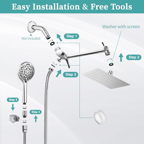 Lanhado - Soffione doccia a pioggia con palmare