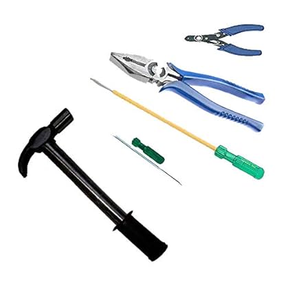 PPJ - Tool Kit (Combo) 1 Combination Plier, 1 Screw Driver (Two in One) 6x200 Mm, Screw Driver (Two In One) 6x70 Mm,1 Wire Stripping Plier (Cutter) (130 Mm)(CUTTER-STEEL) (130 MM) 1 HAMMER (IRON)(TOTAL 5 ITEMS)
