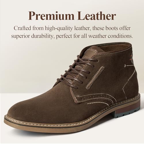Image of Arkbird Mens Chukka Dress Boots Genuine Leather Suede Classic Fashion Casual Ankle Lace-up Dress Boots for Men