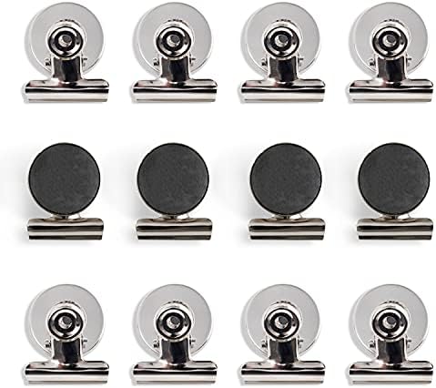 MATANA - 12 Multi-use Strong Magnetic Fridge Clips Magnet Holder for Whiteboard Planner Photo Paper Clip for Home Office and School Use - Anti-Scratch, No Leave Marks - 3.2cm