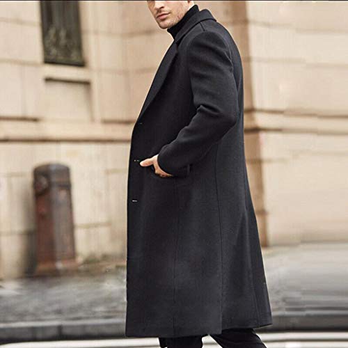 Men's Mid-Length Single Breasted Wool Blend Top Coat French Woolen Coats Business Lapel Jacket Trench Topcoat4