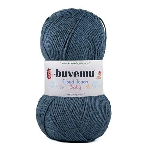 Image of Cloud Touch Baby - DK Weight Soft Anti-Pilling Yarn for Baby Clothes, Blankets & Amigurumi Crochet & Knitting, 90% Acrylic 10% Viscose derived from Bamboo, 3.53 Oz / 262 Yards (Denim, 1 Pack)
