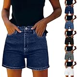 Jeans Shorts for Women Casual Wide Leg Summer Hot Shorts Straight High Waist Button Denim Short with Pockets