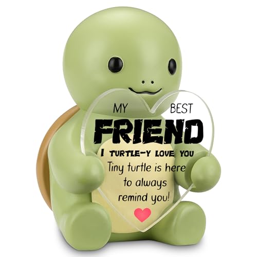 FTONENI Cute Turtle Figurine Holding Heart Sign, for Women Men, I Turtle-y Love You Mini Statue, Friendship Appreciation Desk Decor, Inspirational Resin Animal Ornament - FDC551